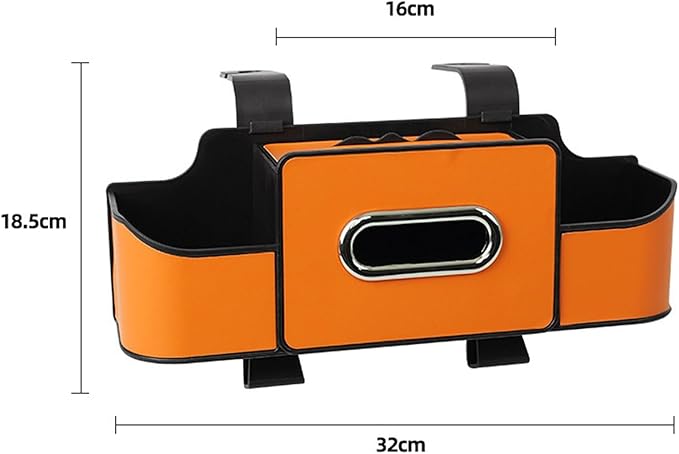 3-in-1 Car Backseat Organizer with Dual Cup Holders, Seat Back Storage Box, Built-in Tissue Holder, Adjustable Universal Design for Neat and Practical Car Interior Storage (Black)