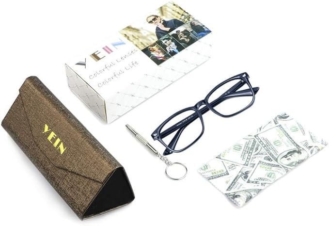 YEIN Bifocal Reading Glasses with Blue Light Blocking Lenses, Bifocal Reader for Women and Men, Vintage Square frame with Spring Hinge (+0.00/+1.75 magnification)