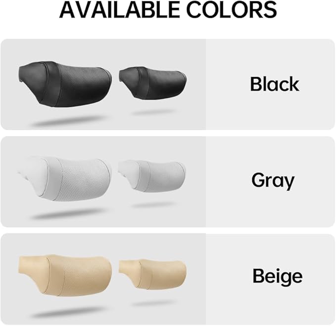 Car Neck Pillow, headrest, Cushion. Three-Point fit to the Neck Curve, Stable Support for the Cervical Spine, relieves Neck Soreness. Perforated PU Leather with high Breathability, Durable 1P(Black)