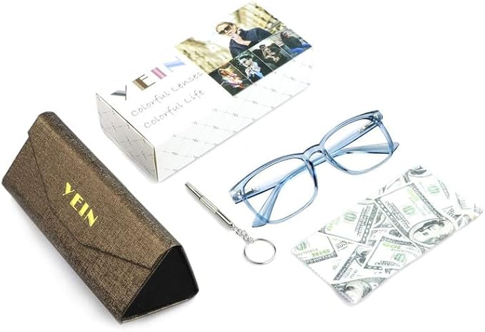 YEIN Bifocal Reading Glasses with Blue Light Blocking Lenses, Bifocal Reader for Women and Men, Vintage Square frame with Spring Hinge (+0.50/+2.25 magnification)