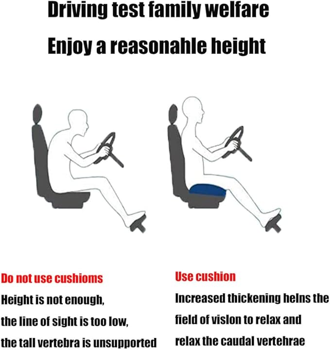 drivers seat booster cushion for adults/Car Booster Seat for Short Drivers/Increase The Field of View by 12cm/ 4.7in,Improve comfort,Ideal for suitable for car/office/home/wheelchair/Black