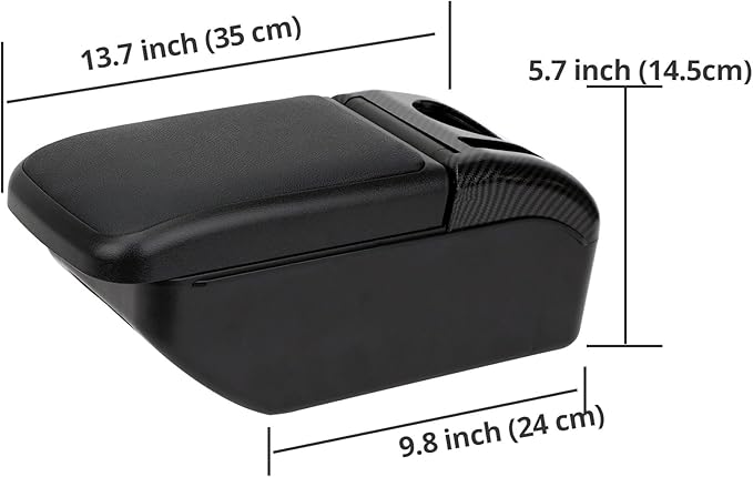 AULPHIKE Compatible with Nissan Versa Armrest 2020-2024 Car Center Console Organizer Armrests Double Layer Storage with USB Ports(Black Style)