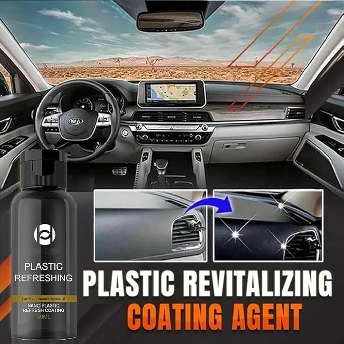 RJDJ Plastic Restorer for Cars, Trim & Exterior – Plastic Revitalizing Coating Agent, Restores Faded Plastic, UV Protection, Car Shine Refurbishing Solution (50ml-1pcs)