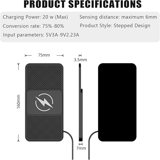 Wireless Car Phone Charger for Lincoln Corsair Nautilus Aviator Navigator, Type C/USB 20W Fast Charging Pad, Non-Slip Charging Station for Travel Home Office Desk, Lightweight,Type-C