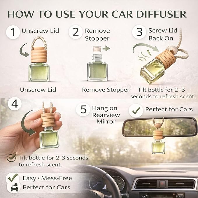4 Pack Air fresheners | Long lasting car air fresheners, Hand-made in USA | Small room diffuser | Small Business Woman Owned. (10 ml Delightful & Elegant Pack Mix)