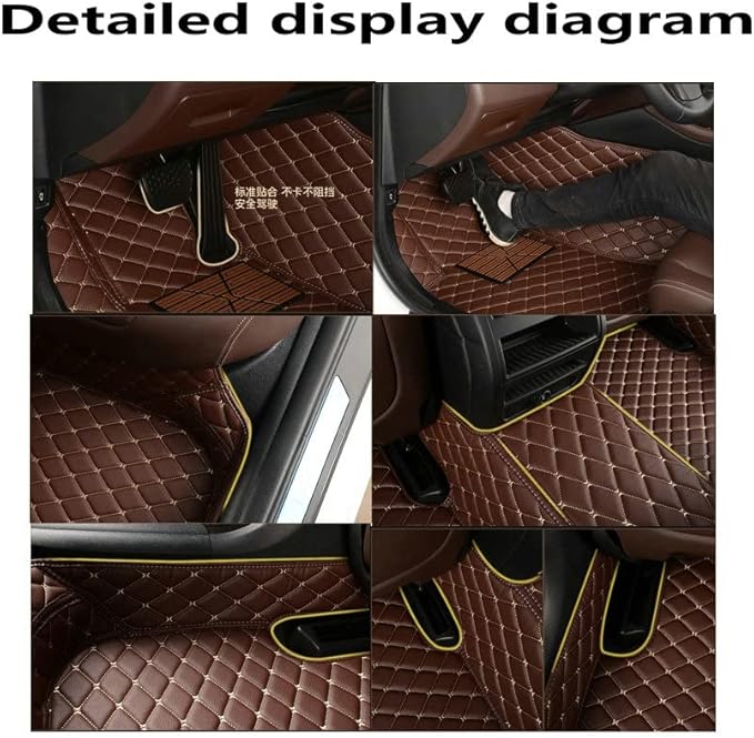 KaiLaiCarCustom Automotive Car Floor Mats for 99.99% Sedan SUV Sports Car Men Women Protection Full Coverage Pads Anti-Slip Leather Floor Lining (Black Mat Beige Line, A - Diamond)