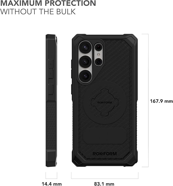 ROKFORM Rugged Protective Case Compatible with Galaxy S25 Ultra, Magnetic Cover with Twist Lock, Drop-Tested Armor (Black) | Magnetic Cover, with Twist Lock, Drop Tested Armor