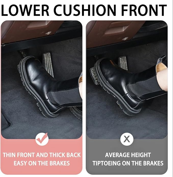 Car Seat Cushion, Auto Gel Infused Memory Foam Cushion for Driver Comfortable Driving Hip Pressure Relief Office Chair, Universal for Vehicles and Office Chairs (Black/Gray)
