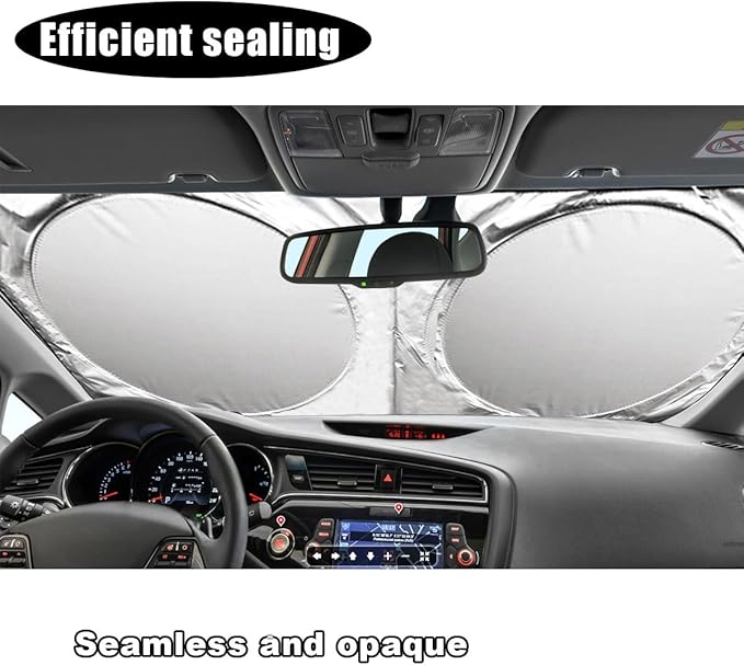 Car Windshield Sun Shade, Cool Reflective Sun Blocker, Foldable Car Front Window Covers, Sun Protection Automotive Glass Shade for Comfortable Driving for Universal Car SUV Truck (59.06x27.56'')