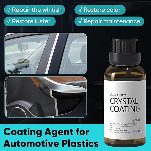Crystal Coating for Car Plastic Parts - Plastic Trim Restorer to Restore Faded Surfaces - Long Lasting Shine, Easy Wipe-On for Dashboard, Door Panels & Exterior Trim (3)