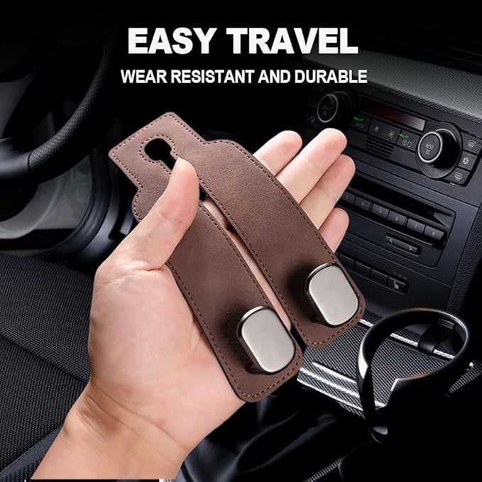 2026 New 2 in 1 Car Seat Back Storage Hook, Car Backseat Organizer Accessories, Premium Leather Headrest Hook for Auto Hooks Organizer for Handbag Purse Coat Bags (1, Grey)