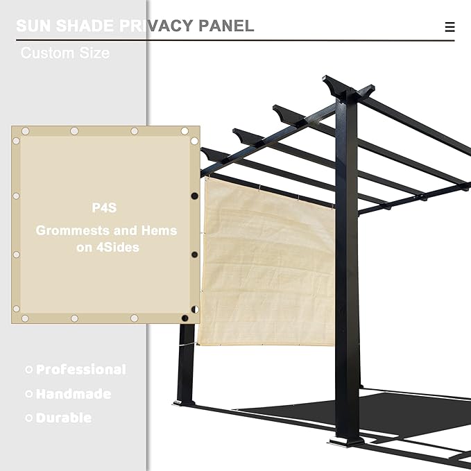 Alion Home Sun Shade Privacy Panel with Grommets on 4 Sides for Patio, Awning, Window Cover, Pergola or Gazebo - Banha Beige (10' x 6')