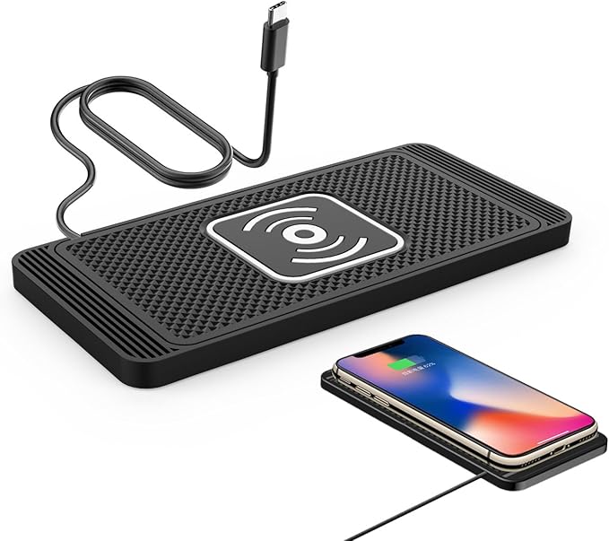 Car Wireless Charger Pad for Ford F-250 Super Duty, Fast 15W Slim Qi Wireless Charging Pad with USB/Type-C Cable Non-Slip Charging Mat for Car,15W-Type-c