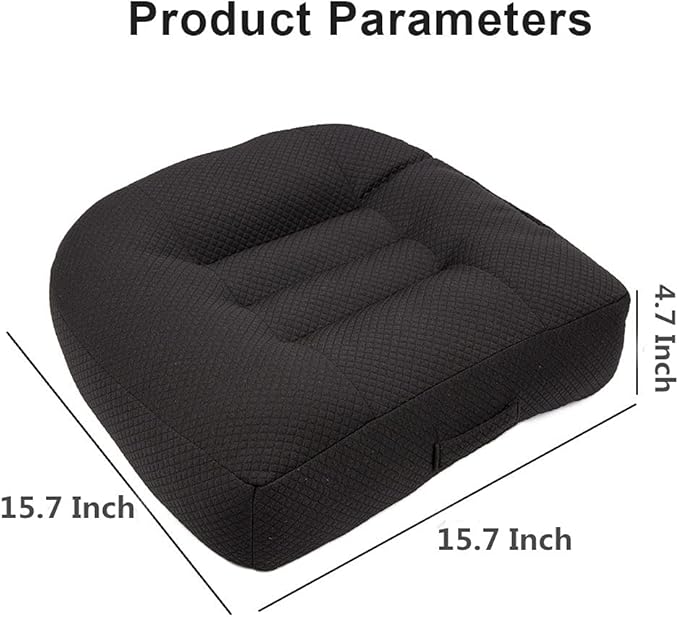 Srutirbo Car Booster Seat Cushion Raise The Height for Short People Driving Hip (Tailbone) and Lower Cack Fatigue Relief Suitable for Trucks, Cars, SUVs, Office Chairs, Wheelchairs (Pure Black)