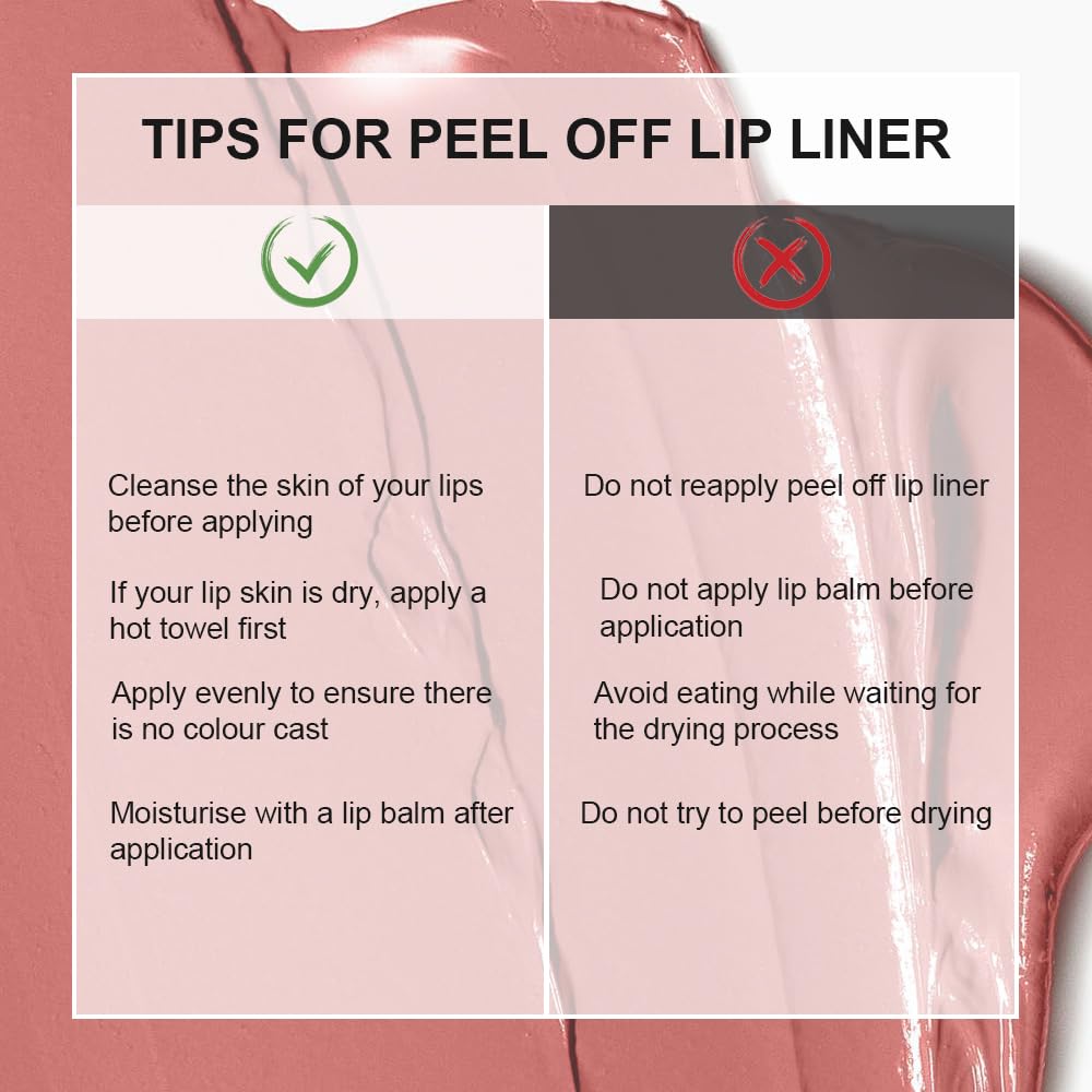 3 Colors Peel Off Lip Liner Stain with Tweezer, Long Lasting Waterproof Lip Tint Stains Makeup Set with Matte Finish for Women, Natural Look, Easy to Use, for All Skin Types (#0,1,5)