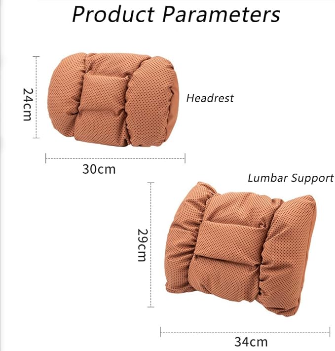 Neck Pillow Automotive Seat Cushions for Mercedes Benz C-Class Sedan W206 W205 W204 W203 W202 CL203 Sedan Saloon, Relieving Neck Stiffness Sciatica Relief Car Headrest Lumbar Pillow,Brown