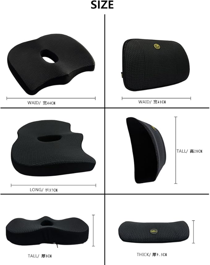 Heightening Wedge Car Seat Cushion Pad for Driving with Comfort Memory Foam, Curved Design Closely Adheres to The Lumbar Spine and Buttocks, Relieving Fatigue Broader Vision (Cushion Set,Purple)