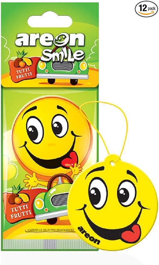 AREON Smile I Design Hanging Car Air Freshener, Tutti Frutti (Pack of 12)