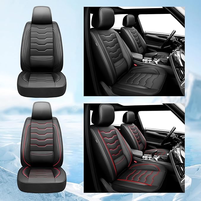 Fit Prius Car Seat Covers for Toyota Prius 2001-2025 2026 -Full Set Premium Leather, Waterproof,Breathable,All-Weather Seat Cushion Protecto & Airbag Compatible, 5-Seats Black