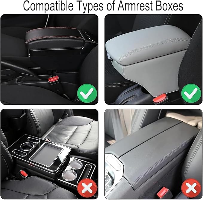 Car Armrest Cushion for Isuzu D-MAX MU-X 2015-2025, Center Console Covers Pad Leather Accessories, Arm Rest Protector Mat with Side Storage Bag for SUV/Sedan/Truck, C/Brown