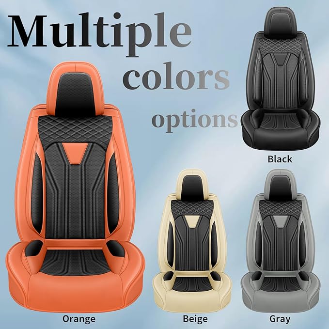 Fit Sonata Car Seat Covers Premium Leather for Hyundai Sonata 2007-2025 2026. Waterproof, Breathable, Scratch-Resistant & All-Weather Seat Cushion Protector(Full Set,Orange&Black
