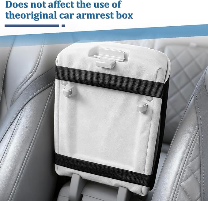 Car Center Console Cover, Fluffy Soft Vehicle Middle Console Arm Rest Cushion Pad, Furry Automotive Interior Armrest Seat Box Protector Decoration Accessories, Universal Fit (Light Gray)