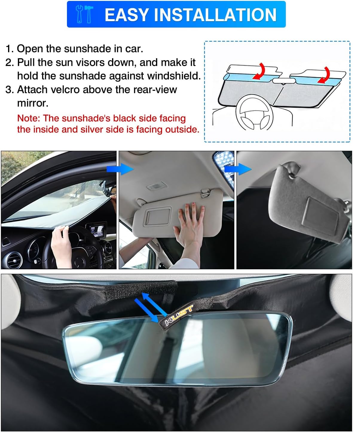 KUST Windshield Sun Shade for 2007–2012 Dodge Caliber Window Shade Sun Visor Cover Foldable Blocks UV Rays Keep Your Car Cooler