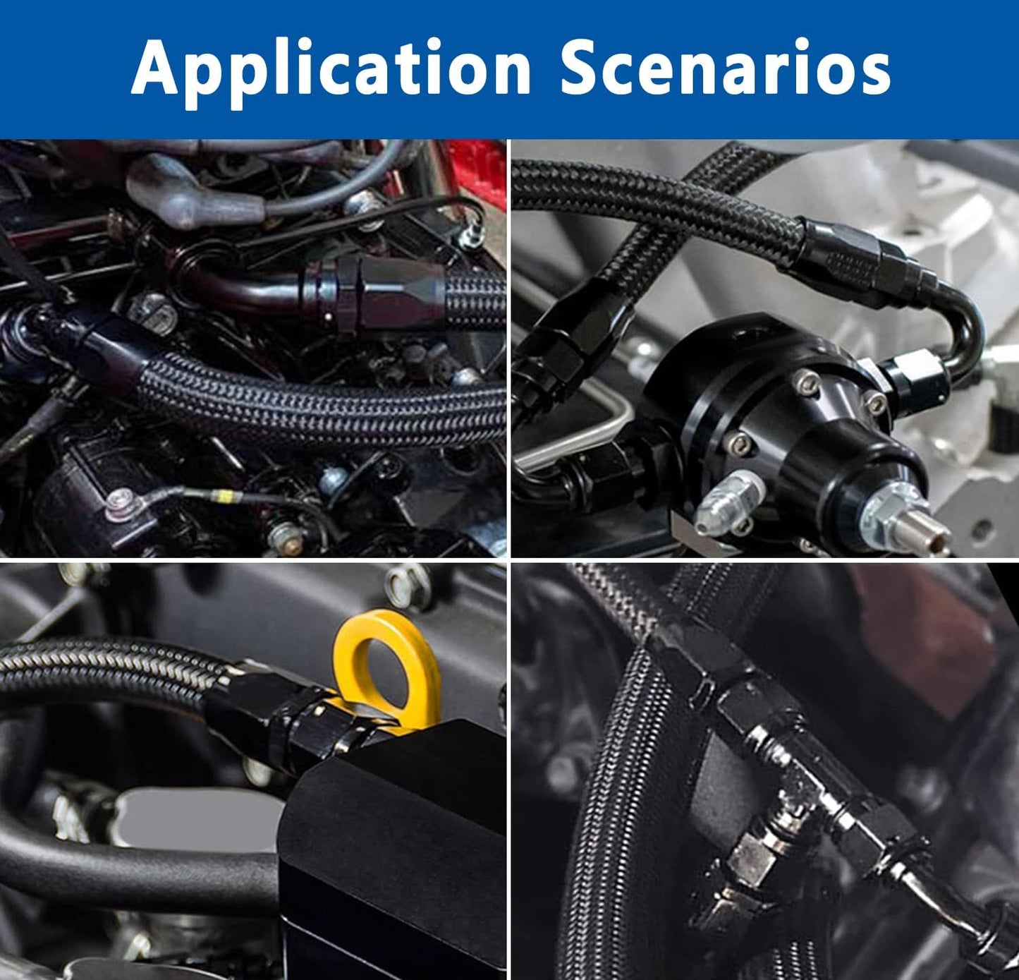 LokoCar 8AN Hose End Fitting 180 Degree Swivel For CPE Braided Hose Black 2Pcs