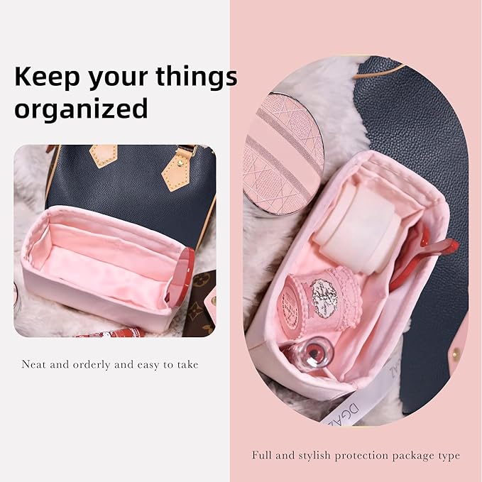 DGAZ Silk Purse Organizer Insert Fits LV Speedy 16/20/25/30/35/45 bags,Silky Smooth Bag Organizer,Luxury Handbag & Tote Shaper(Pink,SP45)