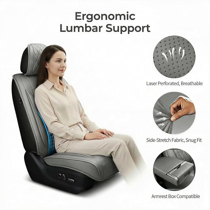 Fit TL Car Seat Covers for Acura TL 2004-2014 - Premium Leather, Waterproof, All-Weather, Airbag Compatible, Breathable, Easy Install, Seat Protectors, Only 2 Front seat Covers, Gray