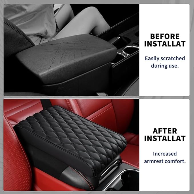 Auto Armrest Cushion Pads for Cadillac Escalade(2014-2020) Accessories Car Centre Console Armrest Pad Durable Material and Easy to Clean-is Waterproof and Anti-Scratch