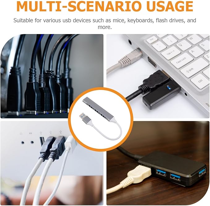ABOOFAN USB Multiport Hub for Laptop and Desktop Space Gray USB Port Expander with Cable and Packaging Box for Travel and Gaming Accessories