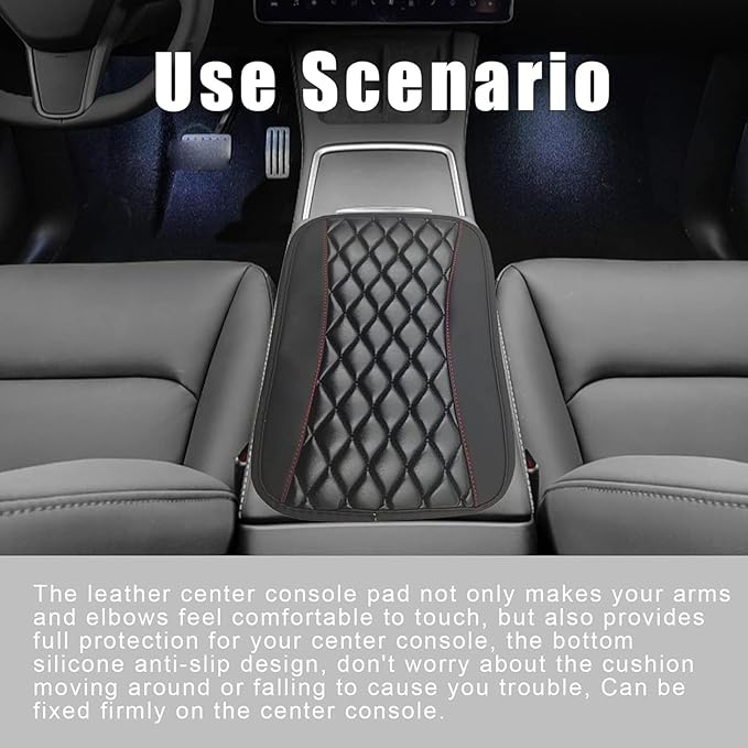 Leather Car Center Console Armrest Pad for Toyota Tacoma 2005-2023, Auto Armrest Cushion, Waterproof Seat Box Cover Protector, Vehicle Interior Decor Accessories,Black
