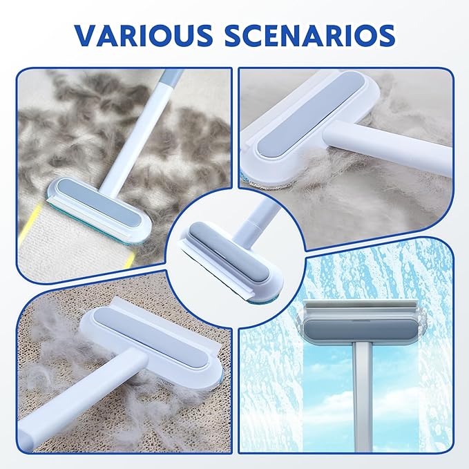 2025 New Pet Hair Remover, 4 in 1 Pet Hair Removal Tool for Couch Carpet Furniture, Multifunctional Double Sided Dogs Cats Hair Removal Brush, Reusable Cleaning Brush for Window (3 Pc)