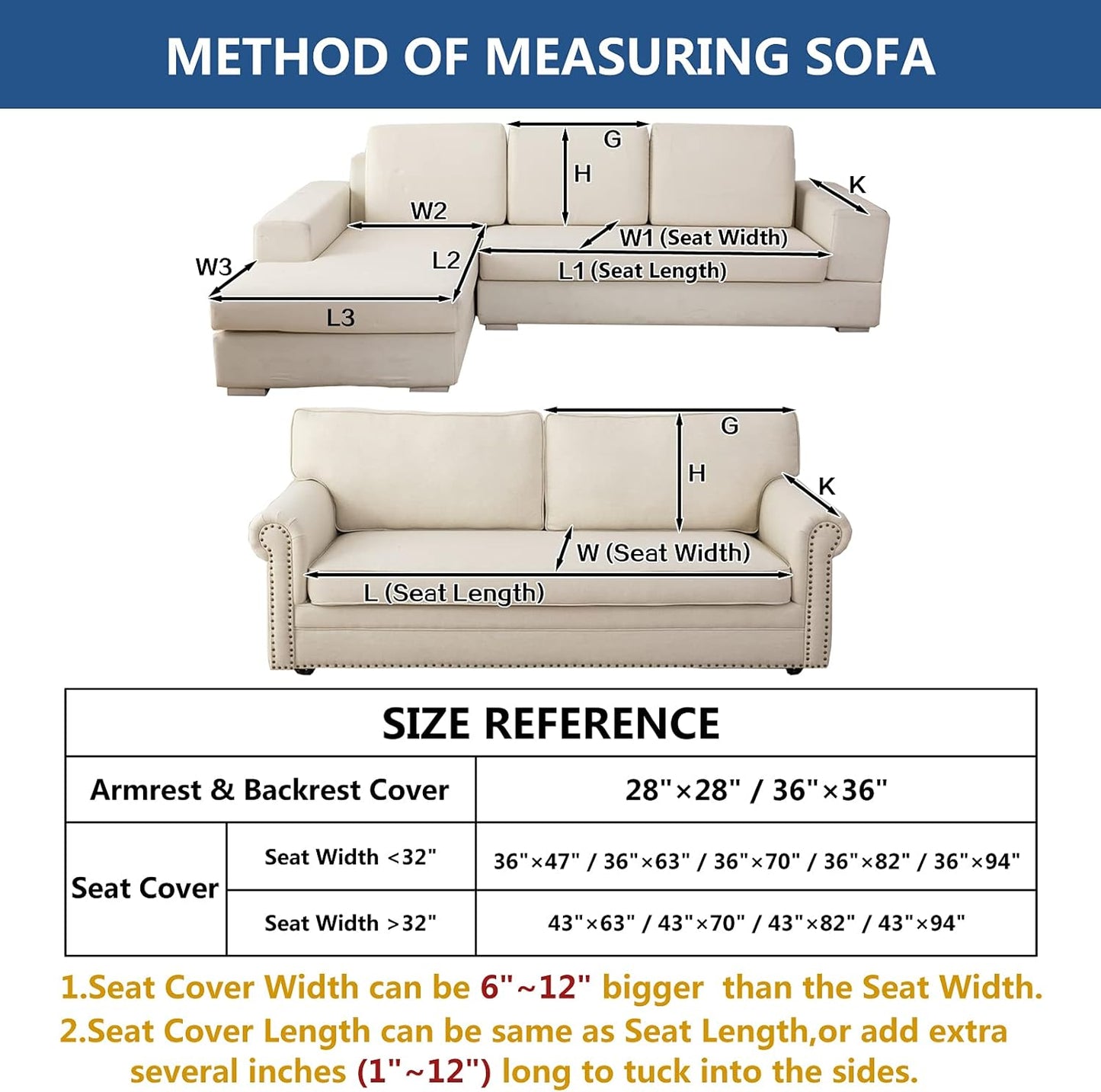 Eismodra Armrest Covers,Couch Cover,Sofa Cover,Backrest Covers,Anti-Slip Armchair Slipcovers for Dogs Cats Pet Loveseat Recliner Leather L Shaped,White 28 x 28 Inches (Only 1 Piece)
