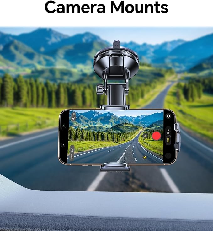 Romuto Phone Holders for Your Car Phone Holder MountใSuper SuctionใCell Phone Mount for Car Accessories for Women Men Windshield/Vent/Dash Truck Stand Desk Mount Clamp Holder for iPhone Samsung Camera
