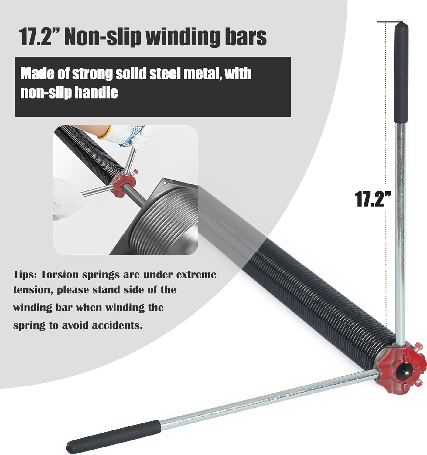 Garage Door Torsion Spring Set, Pair of 2" Electrophoresis Coated Garage Door Spring Replacement with 2 Non-Slip Winding Bars and Bearing, Minimum 16000 Cycles (.234x2x25")
