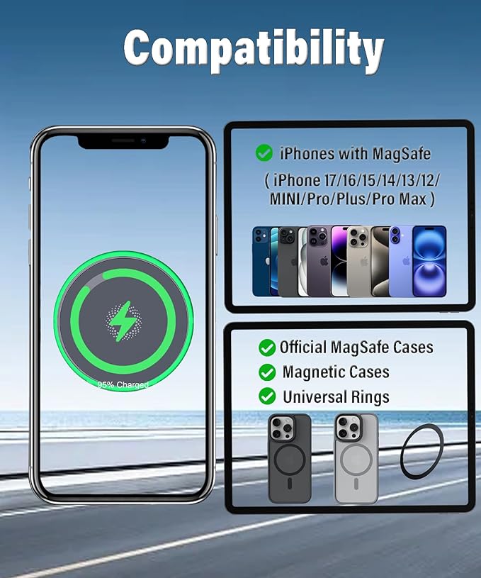 Car Phone Holder for KIA Telluride 2019 2020 2021 2022 Accessories 15W MagSafe Fast Wireless Charger Cell Phone Mount Apply to 10.25 Inch Touch Screen Fixed Clip 360° Rotation