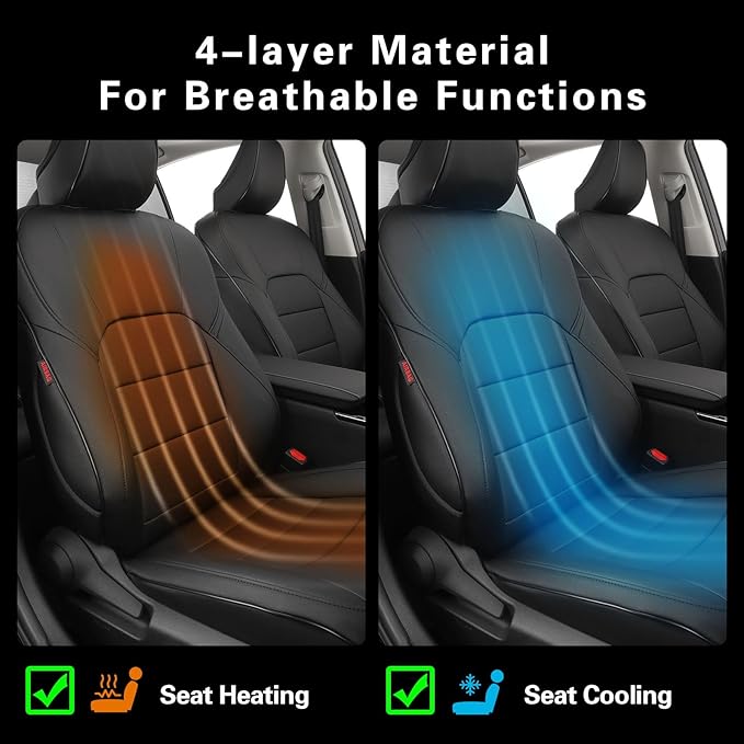 EKR Camry Car Seat Covers for Toyota Camry Hybrid LE,XLE 2012-2017 & Hybrid SE 2015-2017,Waterproof Leather Car Seat Cover Full Set for Trucks SUV-Faux Leather (Black)