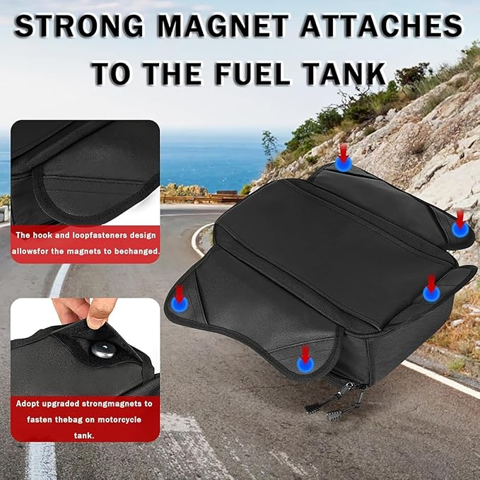 Motorcycle Tank Bag for BMW G310GS G310 GS G 310 GS, Strong Magnetic Waterproof Oxford Black Motorbike Quick Release Pannier Bag
