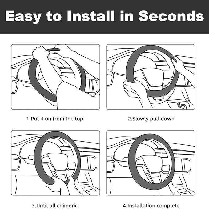 Wildflower Car Steering Wheel Cover for Women Men, Non-Slip Steering Wheel Protector, Universal 14"-15" Fit for Cars, SUVs, Trucks (Wild Flowers)