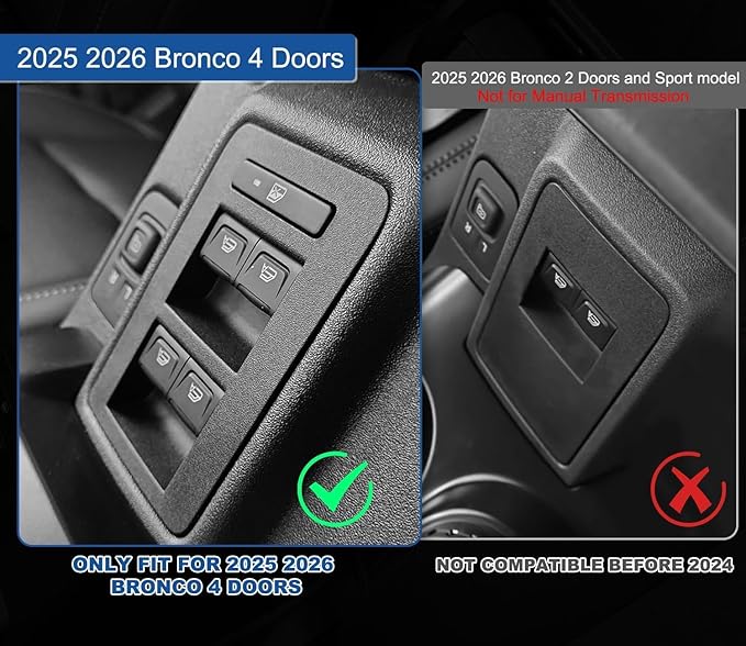 GZSH 2025 Upgrade Double-Layer Center Console Organizer fit for 2025 2026 Ford Bronco 4 Door Full Size |Not for Sport Model| Not for 2 Door Not for manual transmission