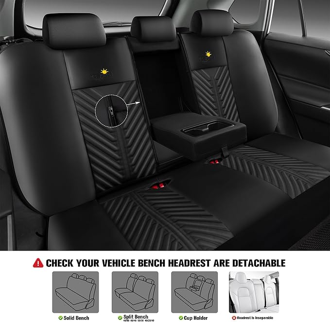 PU Leather Car Seat Covers Full Set – Waterproof seat Cover for Cars,3D Foam Support Automotive seat Covers ,Airbag Compatible, Universal Fit for Cars SUVs Trucks Sedans(Black/Red)