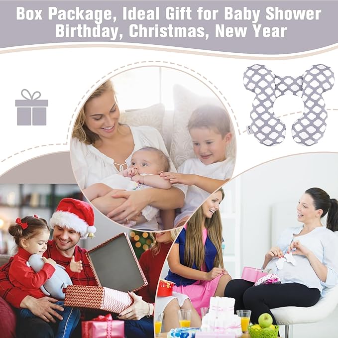 vocheer Baby Travel Pillow(Upgraded), Head and Neck Support Pillow for Pushchair, Car Seat,Stroller, Bouncer, Cotton(White Cloud)
