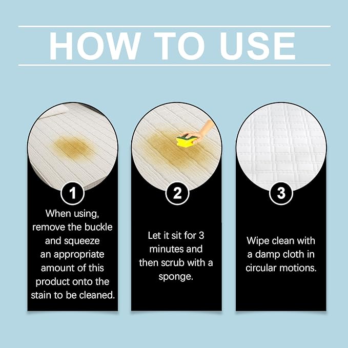 Powerful Mattress Yellow Stain Cleaner, Carpet Stain Remover, Urine Stains Remover for Mattress, Fabric Car Seat Cleaner, Oil Stains Removers for Clothes, No-Scrub Foam for Beds Sofa & Couch (1)