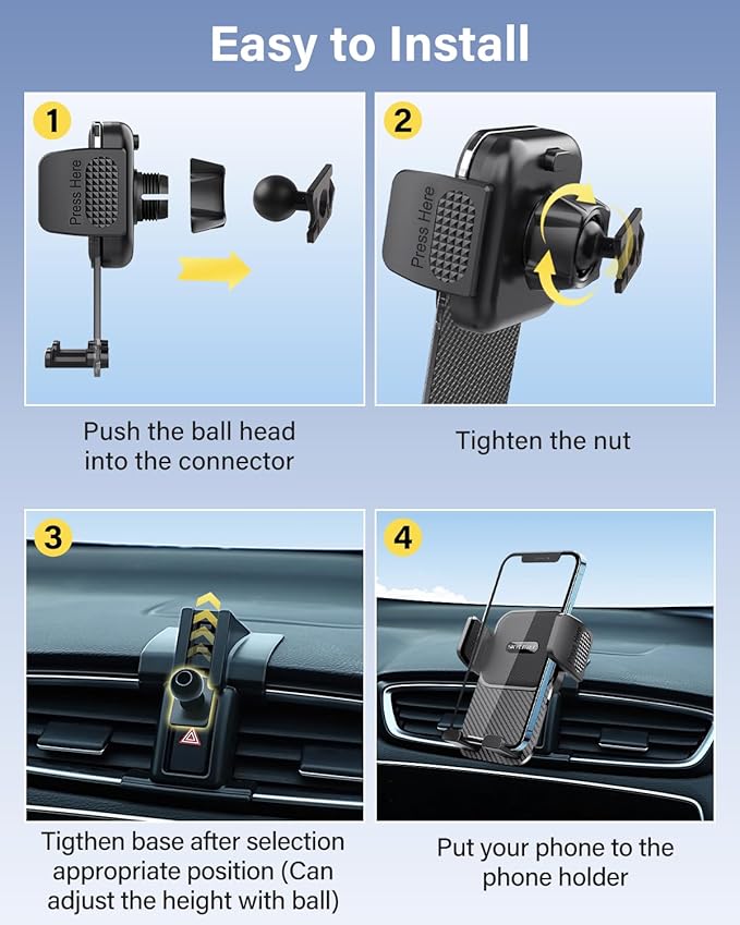 SKYLOTEC Car Phone Holder for Toyota Tundra 2007 2008-2013/Sequoia 2008-2012 2013 2014 2015 2016 2017 Accessories Automobile Cradles Phone Mount, Cell Phone Base Not Block Air Vent