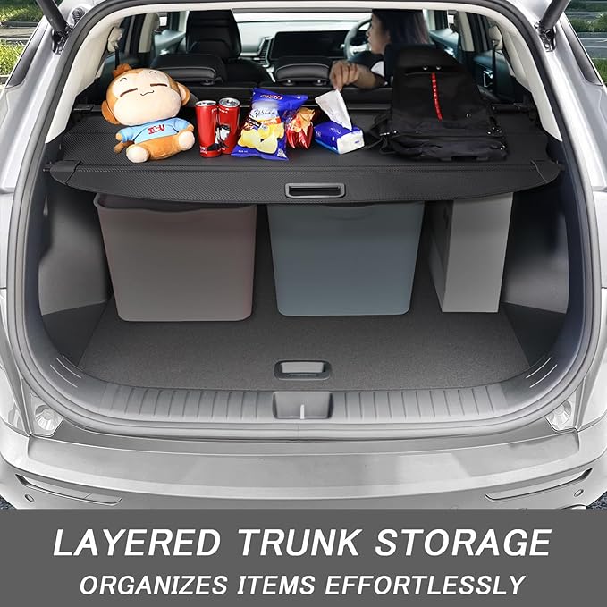 Cargo Cover for Toyota RAV4 2025-2019 Accessories Retractable Trunk Cover Security Shielding Shade Cargo Luggage Cover Trunk Privacy Protection (Carbon Fiber Texture)