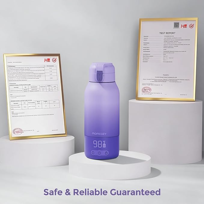 Momcozy Portable Bottle Warmer for Travel โ Dual Heating Modes for Breast Milk & Water, Portable Milk Warmer with Fast Heating & Long Battery Life, 17 Ounces Large Capacity, Purple