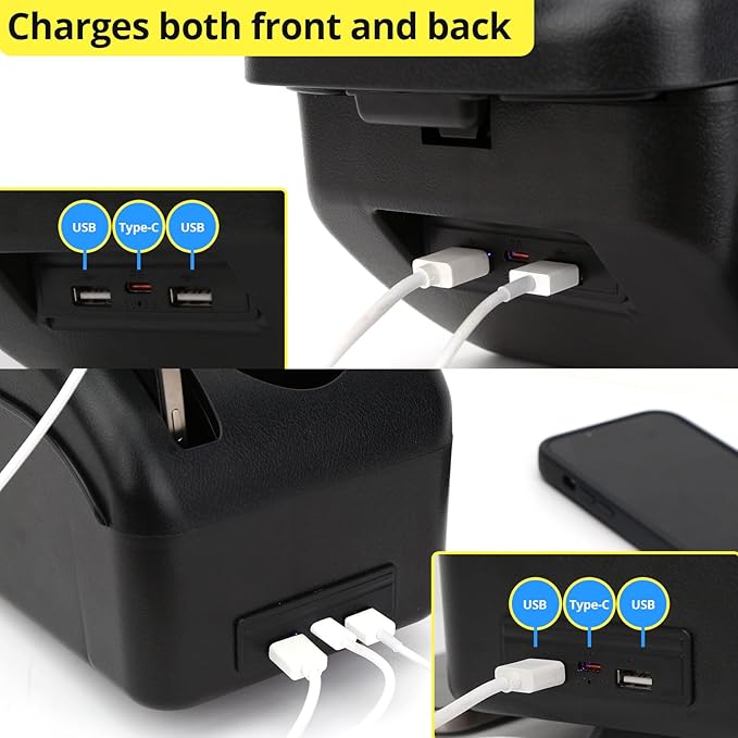 AULPHIKE Compatible with Nissan March Micra Armrest 2011-2016 Car Center Console Organizer Armrests Double Layer Storage with USB Ports(Carbon Fiber Style)