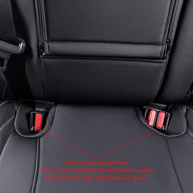 EKR Rav4 Seat Covers Custom Fit for Toyota Rav4 (Hybrid) LE/XLE Premium 2026, Leather Car Seat Cover Full Set for SUV,Faux Leather(Black with Blue Piping)